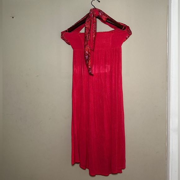 SOLD! Coral Y2K Sweetheart Halter Top/Dress; Size Small - Picture 6 of 8